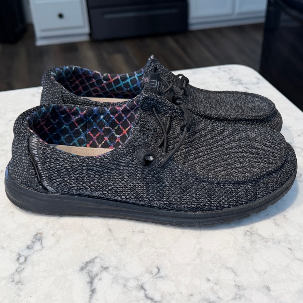 Hey Dude’s Knit Women’s Slip-On Shoes in Black